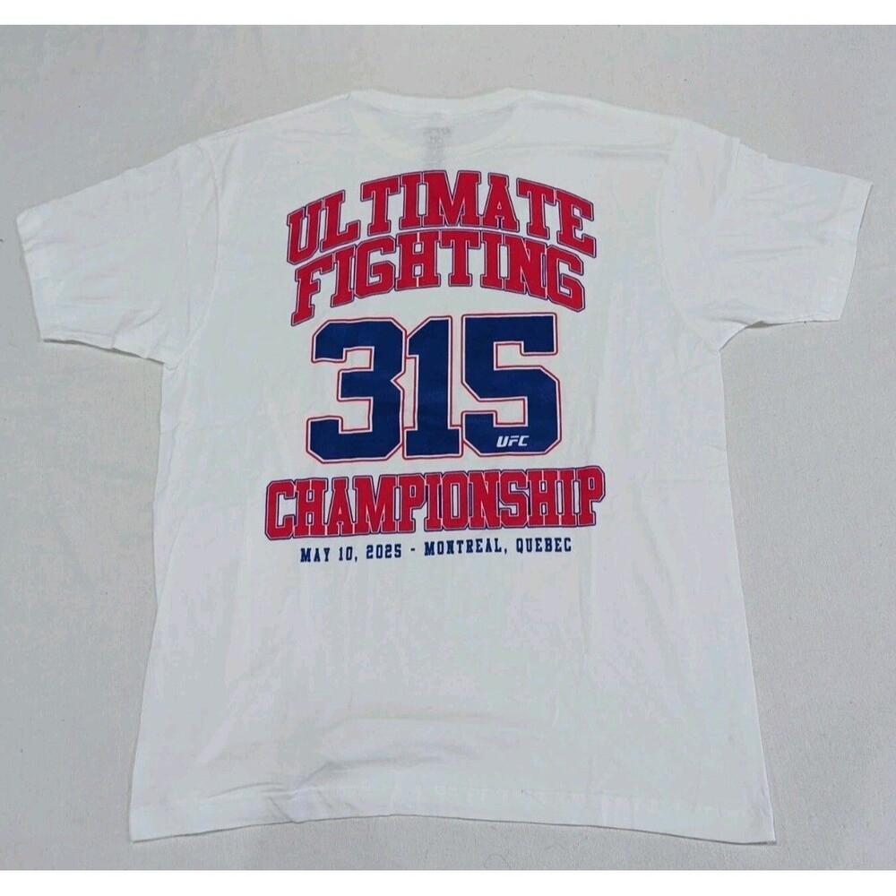 UFC 315 2025 Montreal, Quebec CAN White T-shirt Two-Sided Print Adult Size XL